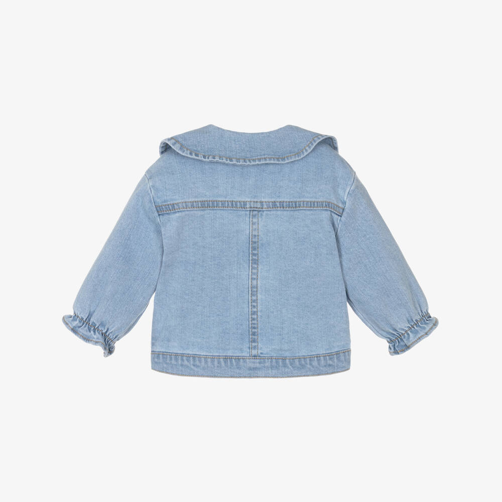 Billieblush-Girls Blue Denim Jacket with Colourful Embroidery | Childrensalon