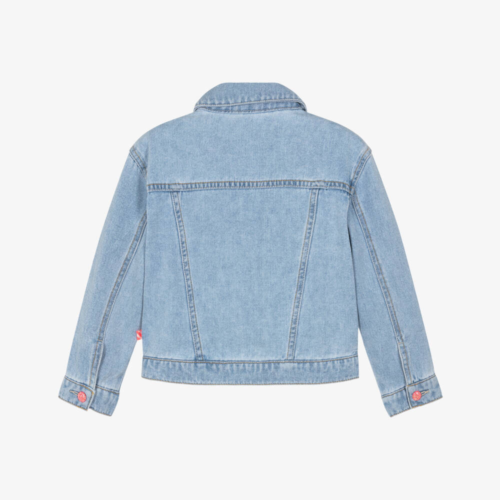 Billieblush-Girls Blue Denim Jacket with Colourful Rhinestones | Childrensalon