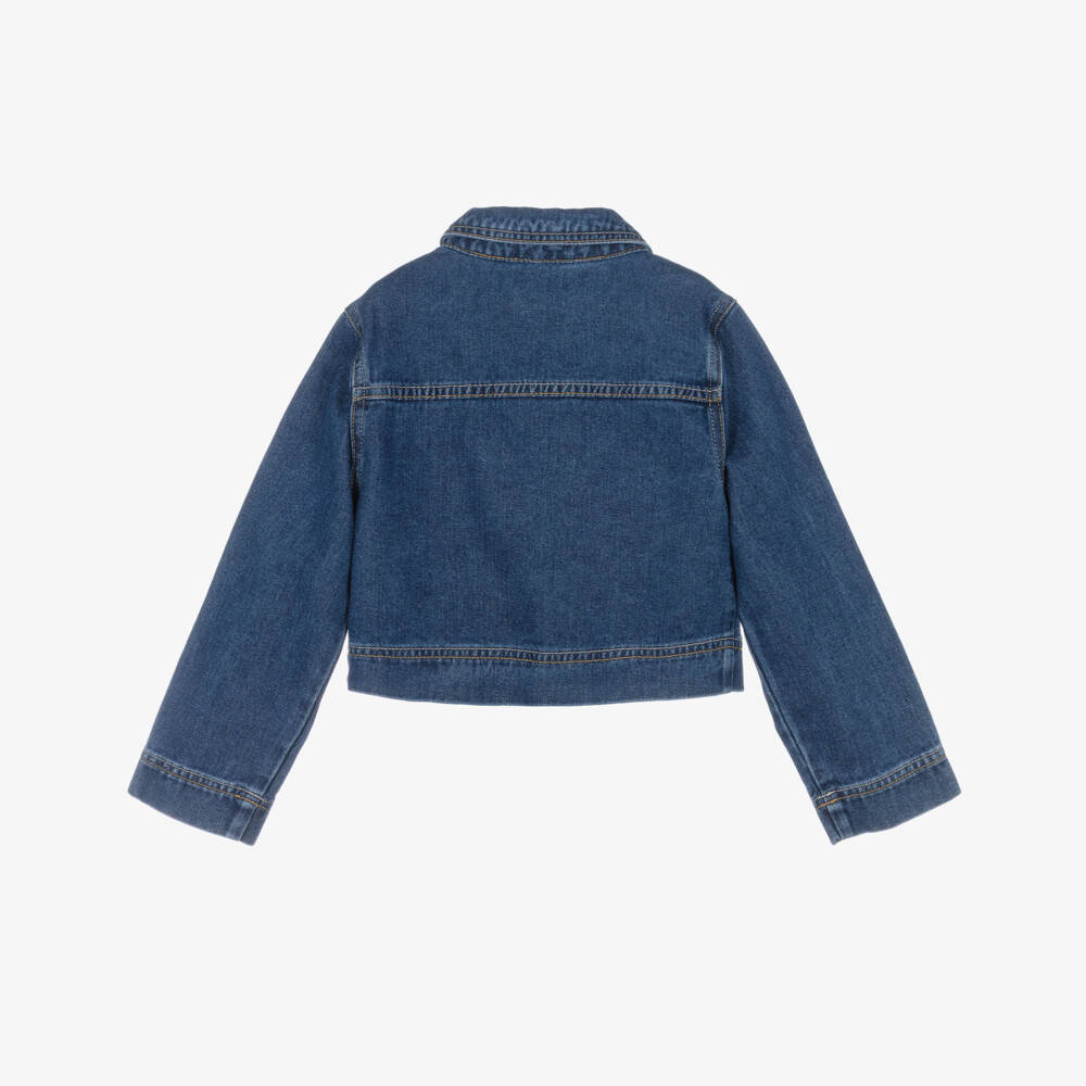 Billieblush-Girls Blue Denim Jacket with Jewel Decorations | Childrensalon