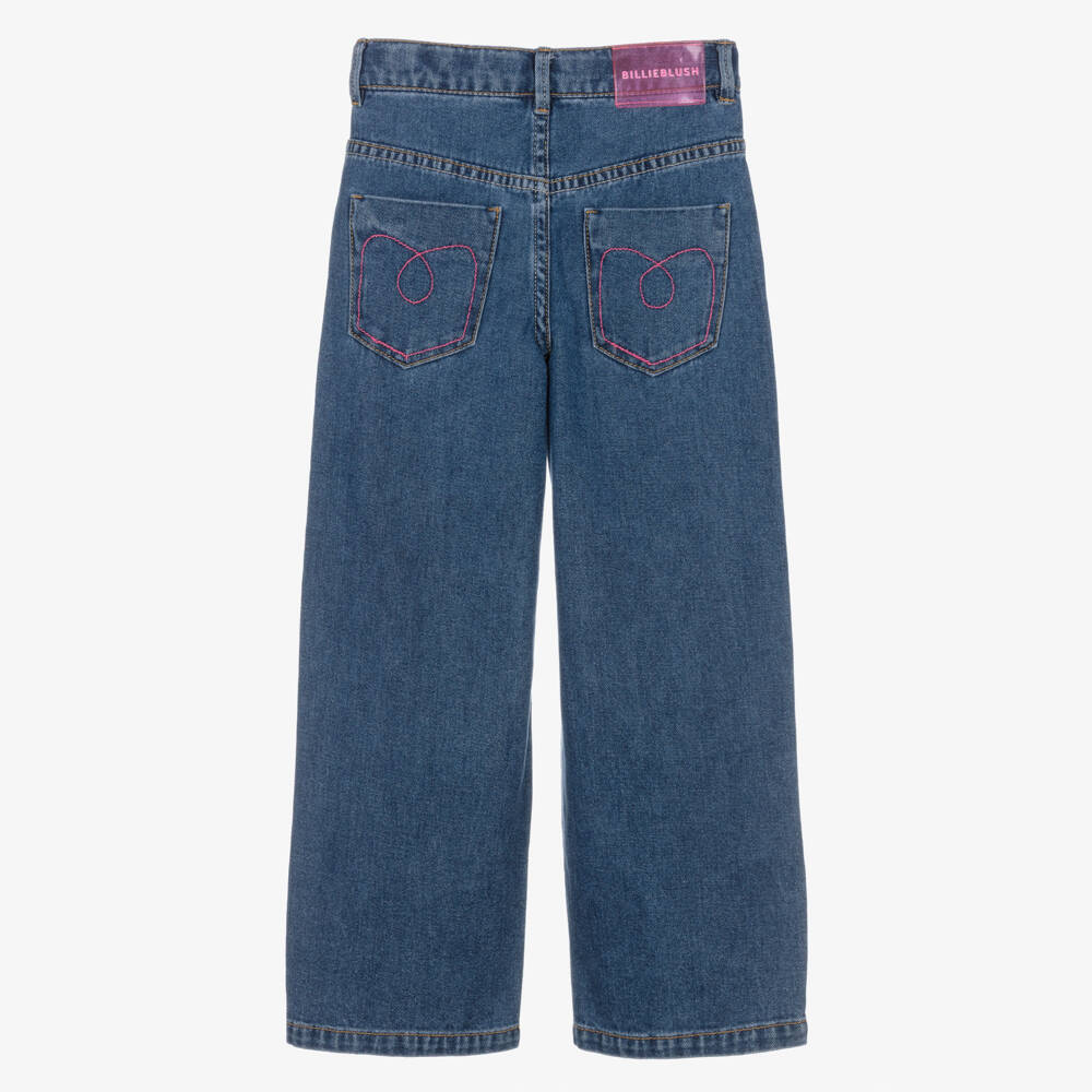 Billieblush-Girls Blue Denim Jeans with Jewel Decorations | Childrensalon