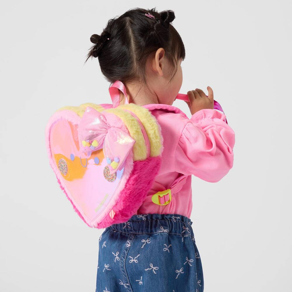 Billieblush-Girls Blue Denim Jeans with Pink Bow Prints | Childrensalon