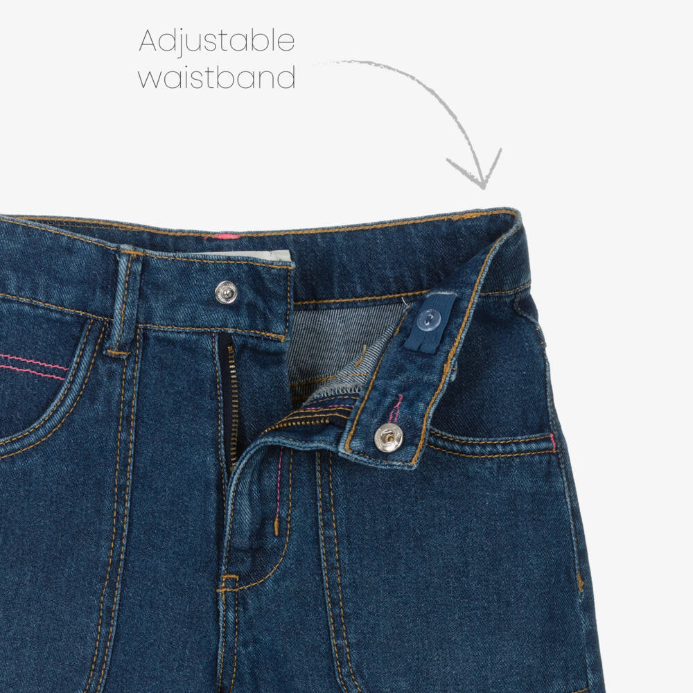 Billieblush-Girls Blue Denim Sequinned Patch Jeans | Childrensalon