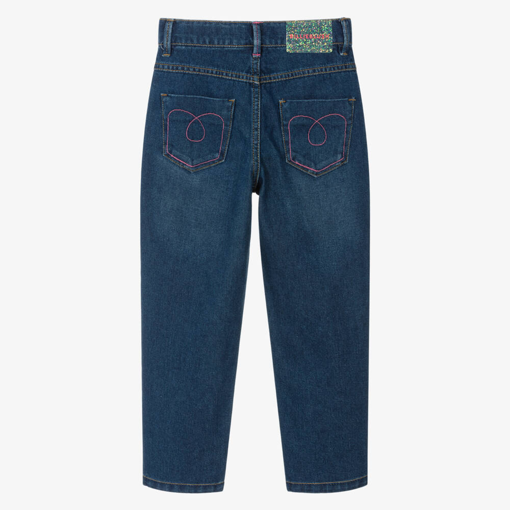 Billieblush-Girls Blue Denim Sequinned Patch Jeans | Childrensalon