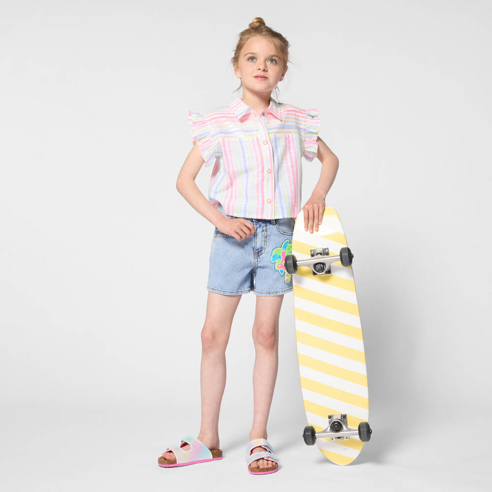 Billieblush-شورت دنيم مزين بترتر لون أزرق للبنات | Childrensalon