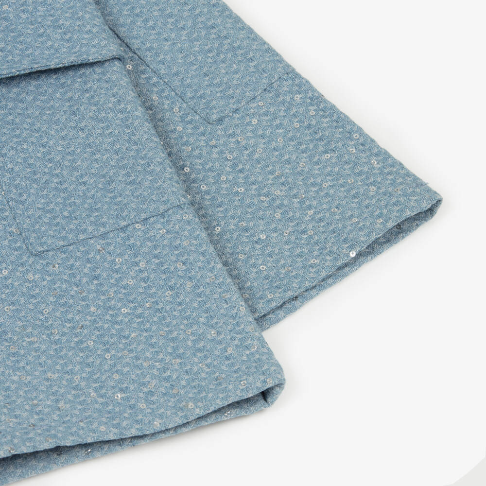 Billieblush-بنطلون دنيم بترتر لون أزرق للبنات | Childrensalon