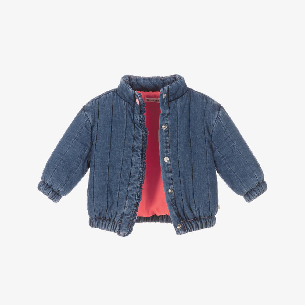 Billieblush-Girls Blue Padded Denim Jacket | Childrensalon