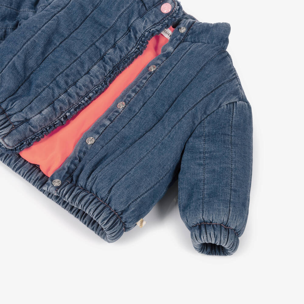 Billieblush-Girls Blue Padded Denim Jacket | Childrensalon
