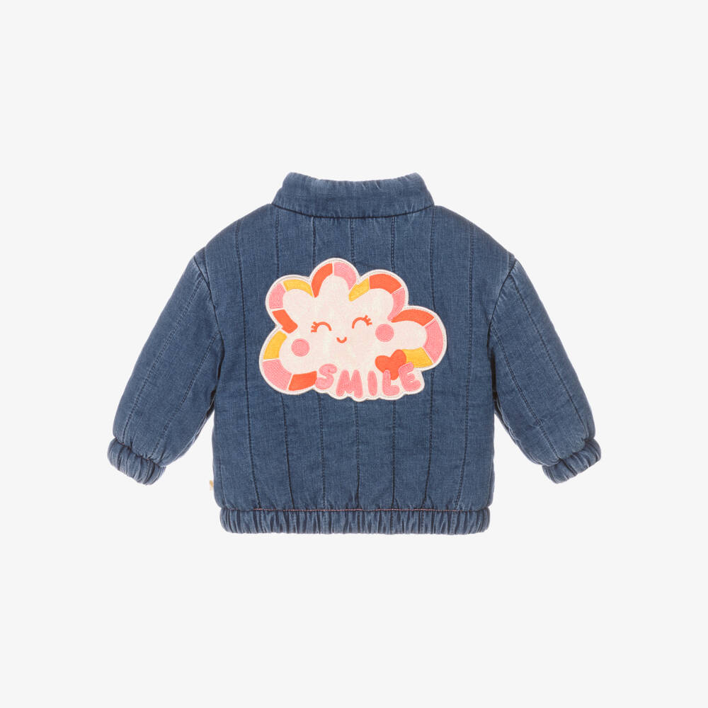 Billieblush-Girls Blue Padded Denim Jacket | Childrensalon