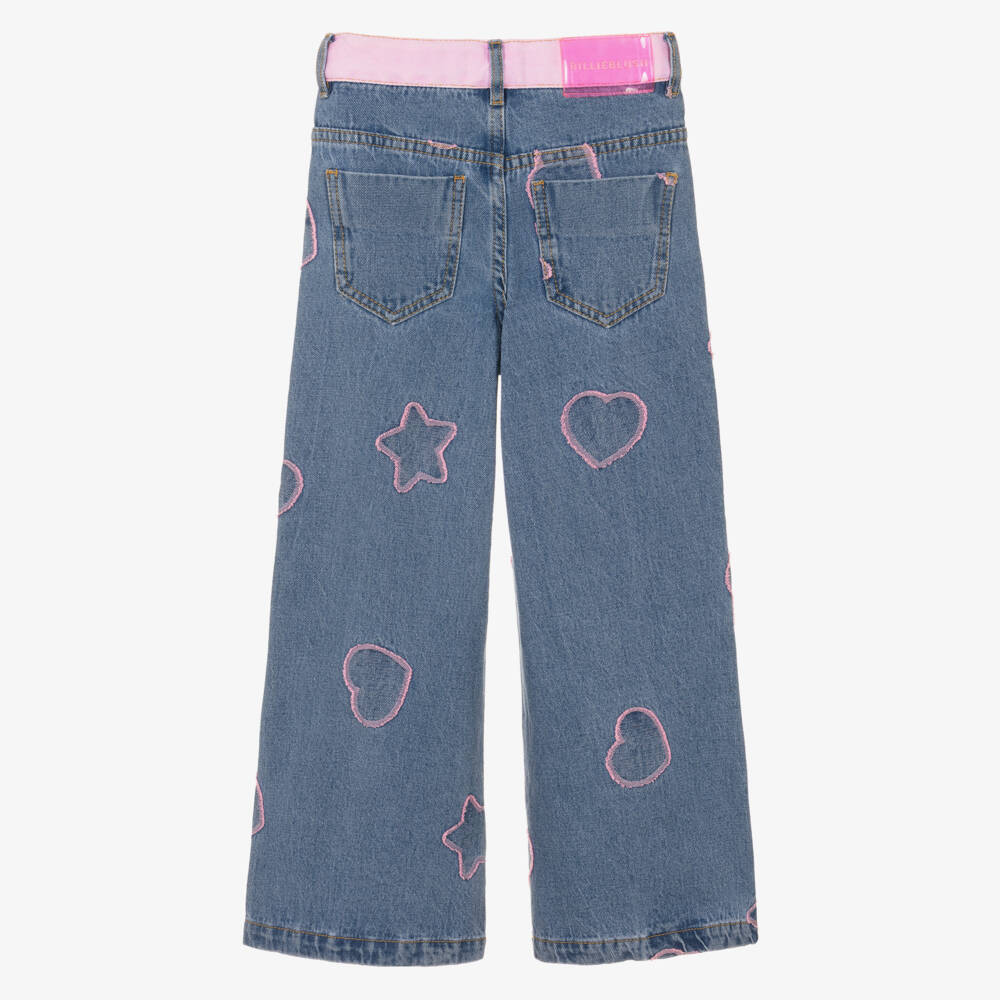 Billieblush-Girls Blue & Pink Heart Jeans | Childrensalon