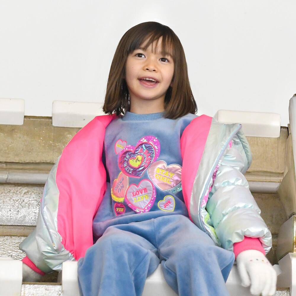 Billieblush-Girls Blue Sequin Heart Velour Sweatshirt | Childrensalon