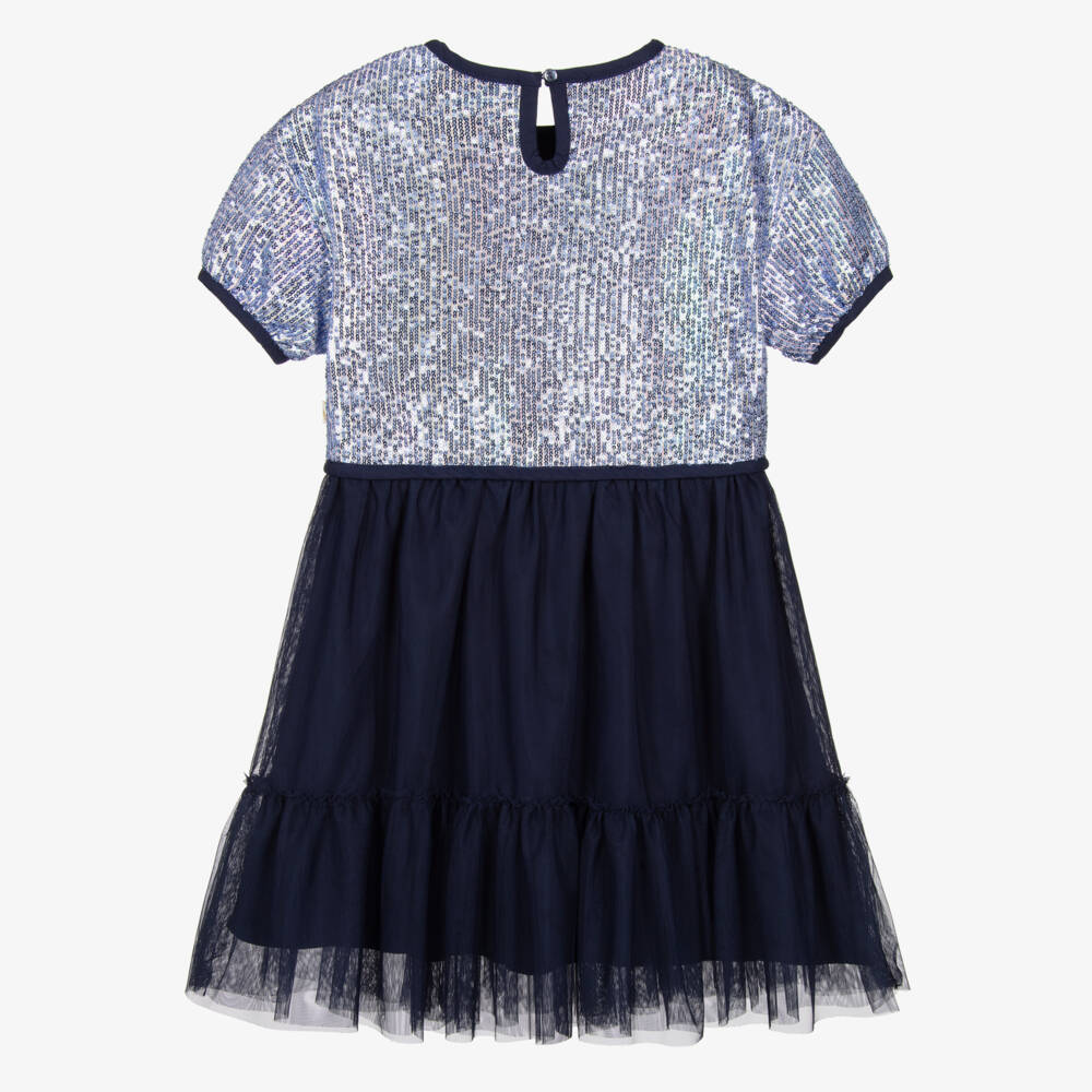 Billieblush-Girls Blue Sequin & Tulle Dress | Childrensalon