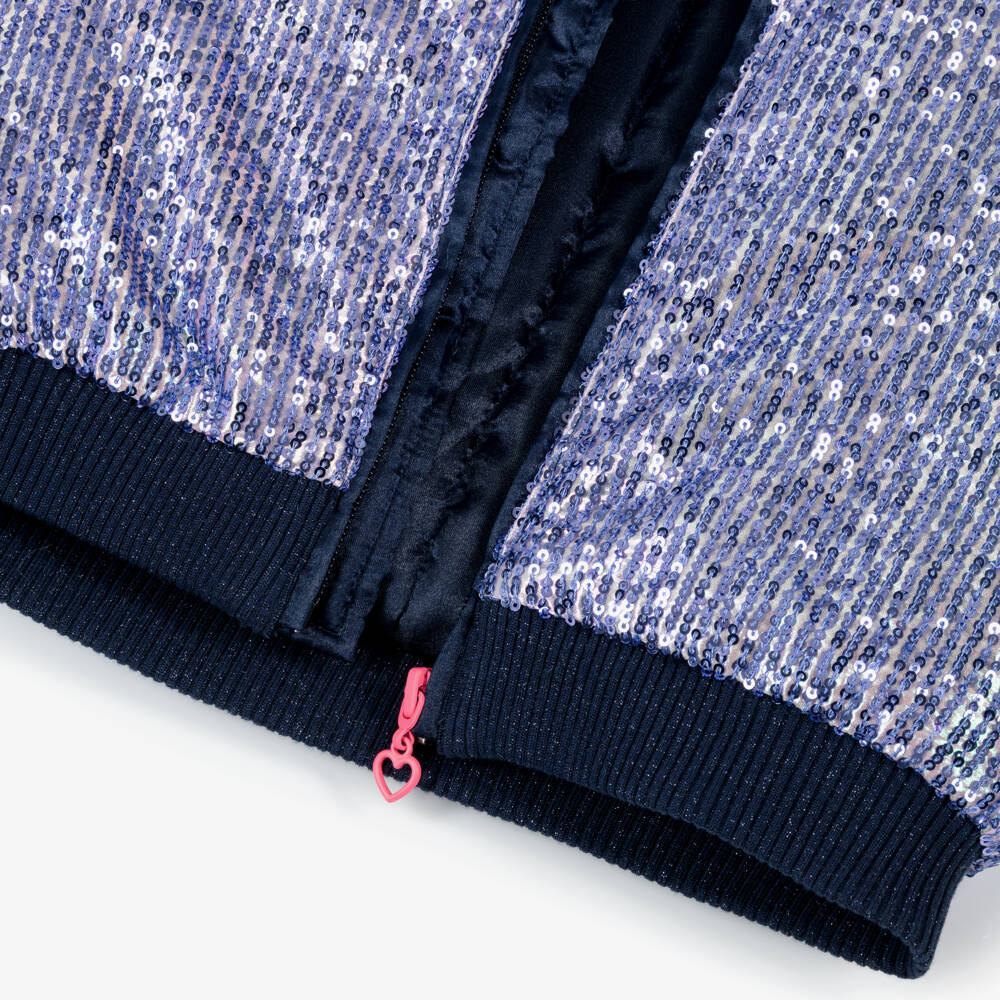 Billieblush-Girls Blue Sequinned Zip-Up Jacket | Childrensalon