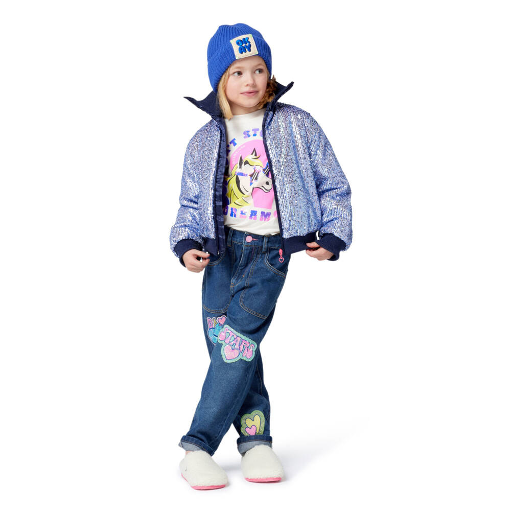 Billieblush-Girls Blue Sequinned Zip-Up Jacket | Childrensalon