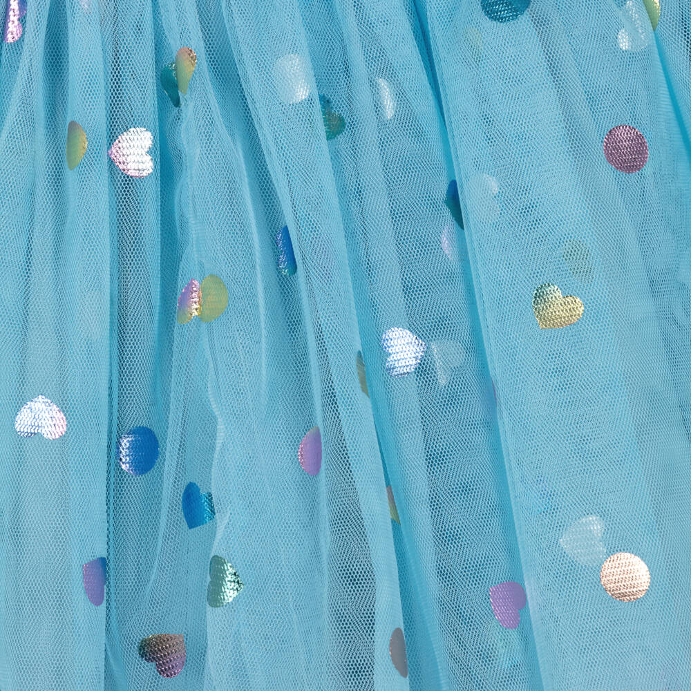 Billieblush-Girls Blue Tulle Skirt with Shiny Hearts | Childrensalon
