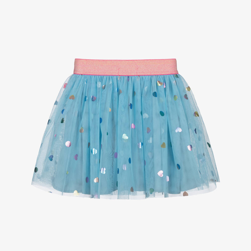 Billieblush-Girls Blue Tulle Skirt with Shiny Hearts | Childrensalon
