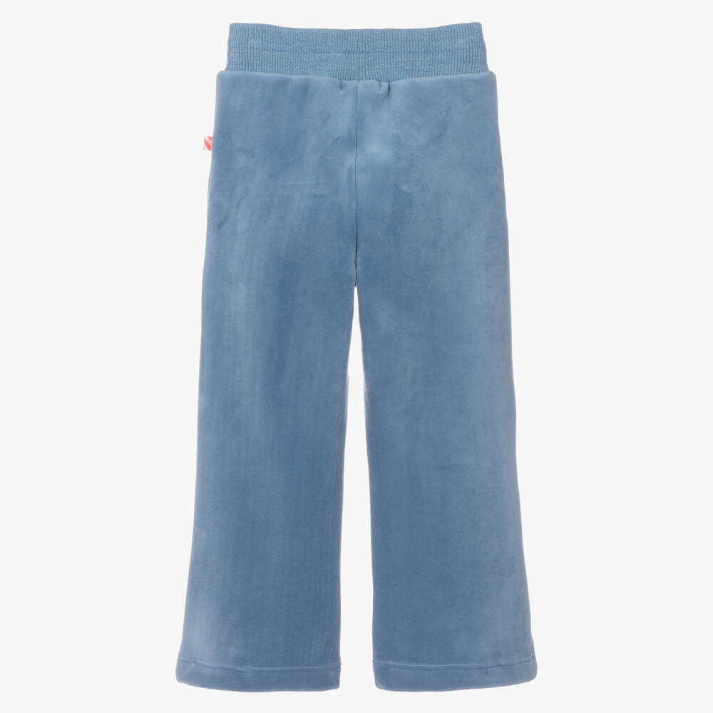 Billieblush-Girls Blue Wide-Leg Velour Joggers | Childrensalon