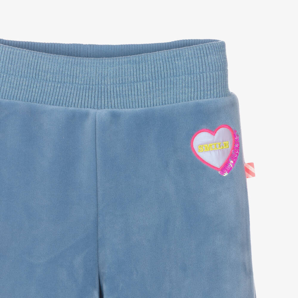 Billieblush-Girls Blue Wide-Leg Velour Joggers | Childrensalon