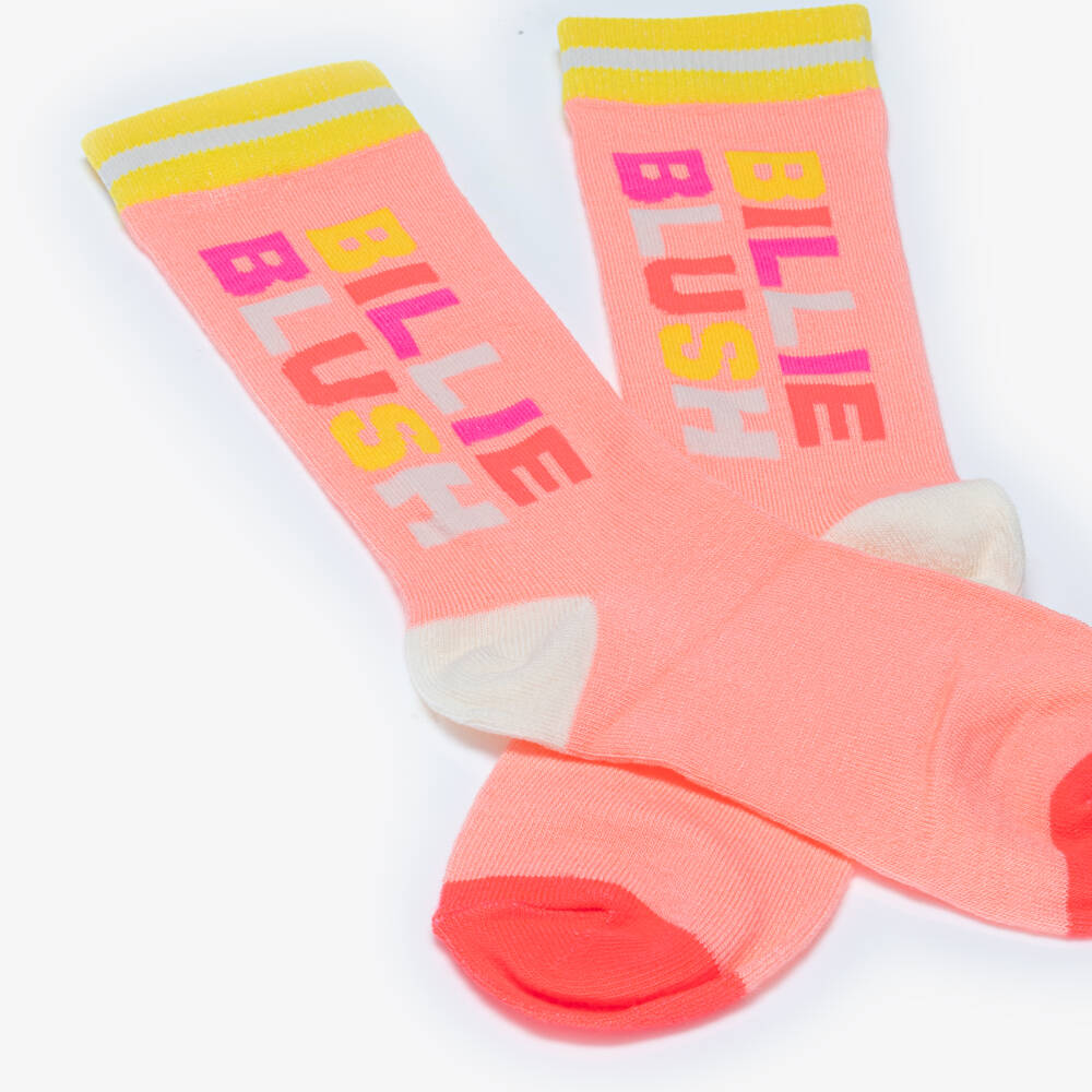 Billieblush-Girls Bright Coral Pink Knitted Socks | Childrensalon