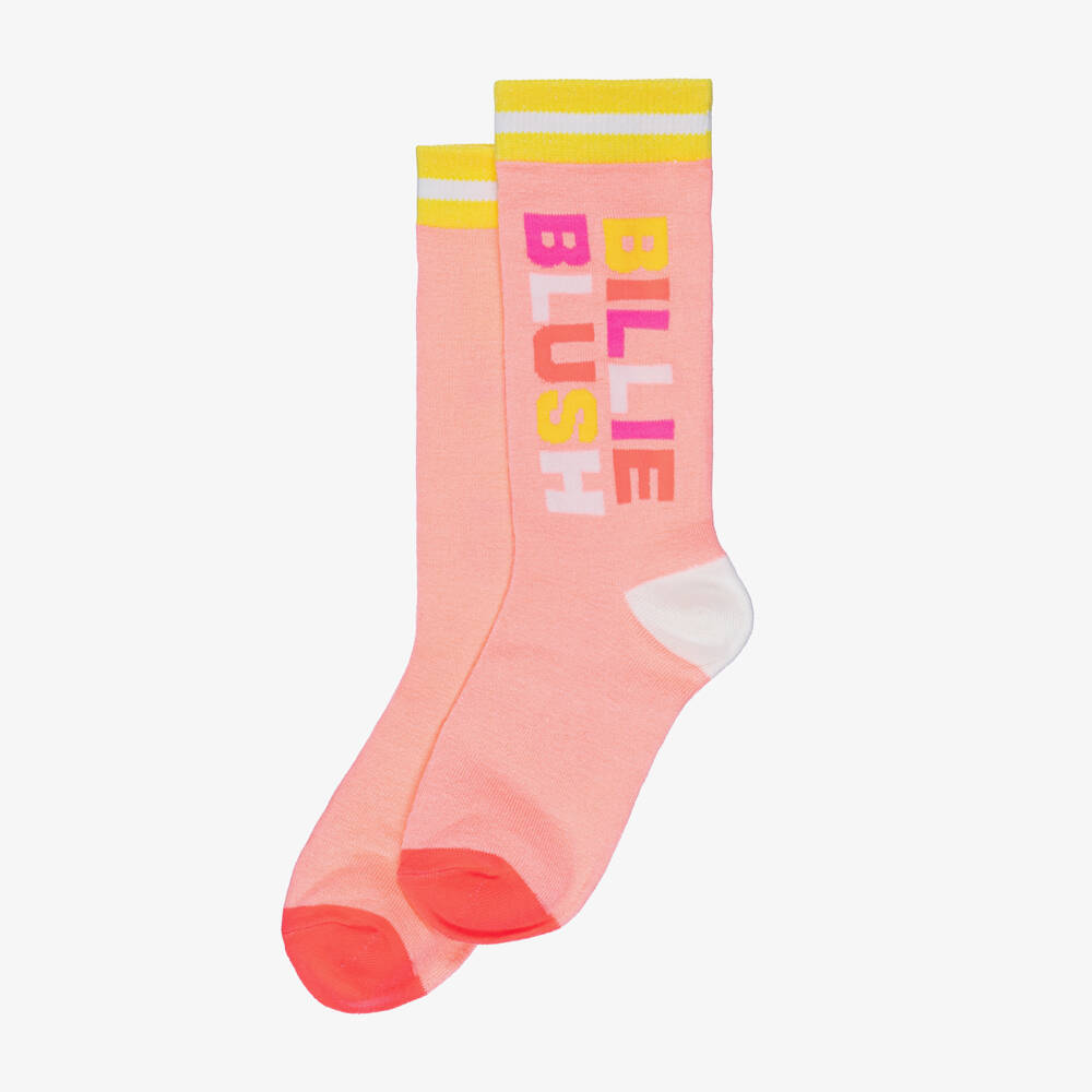 Billieblush-Girls Bright Coral Pink Knitted Socks | Childrensalon