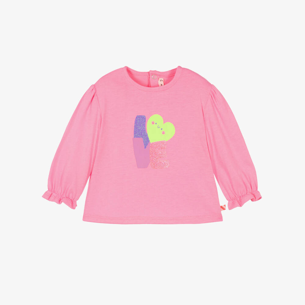 Billieblush-Girls Bright Pink Top with Puffed Long Sleeves | Childrensalon
