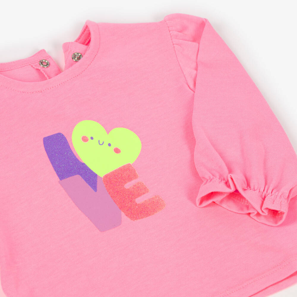 Billieblush-Girls Bright Pink Top with Puffed Long Sleeves | Childrensalon