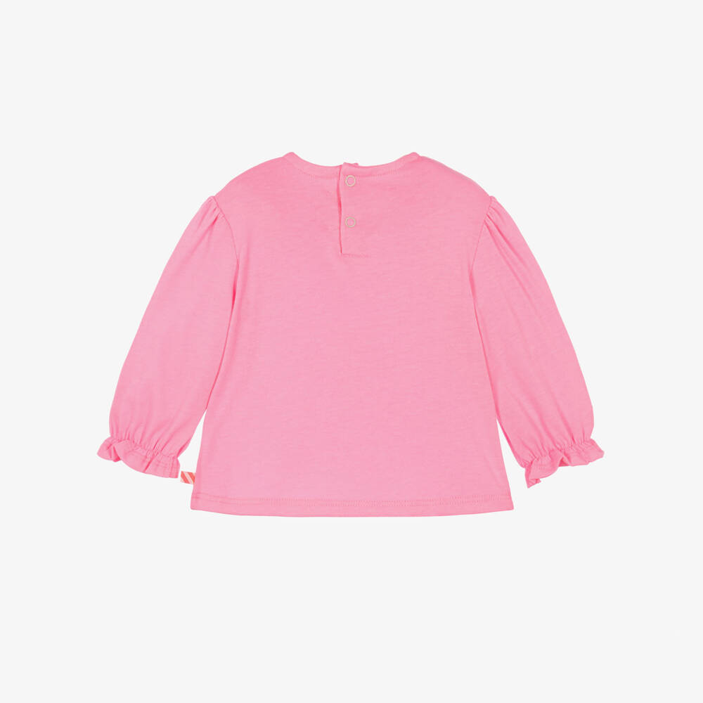 Billieblush-Girls Bright Pink Top with Puffed Long Sleeves | Childrensalon