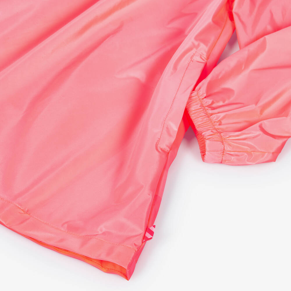 Billieblush-Girls Coral Pink Raincoat with Printed Hood | Childrensalon