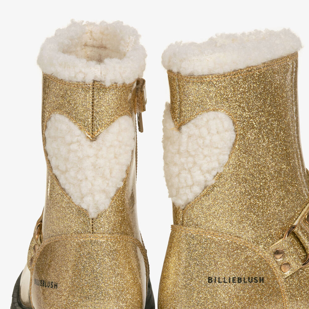 Billieblush-Girls Glittery Gold Fleece Lined Boots | Childrensalon