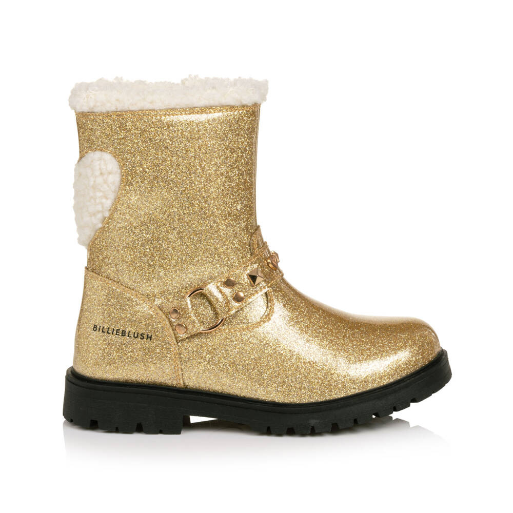 Billieblush-Girls Glittery Gold Fleece Lined Boots | Childrensalon