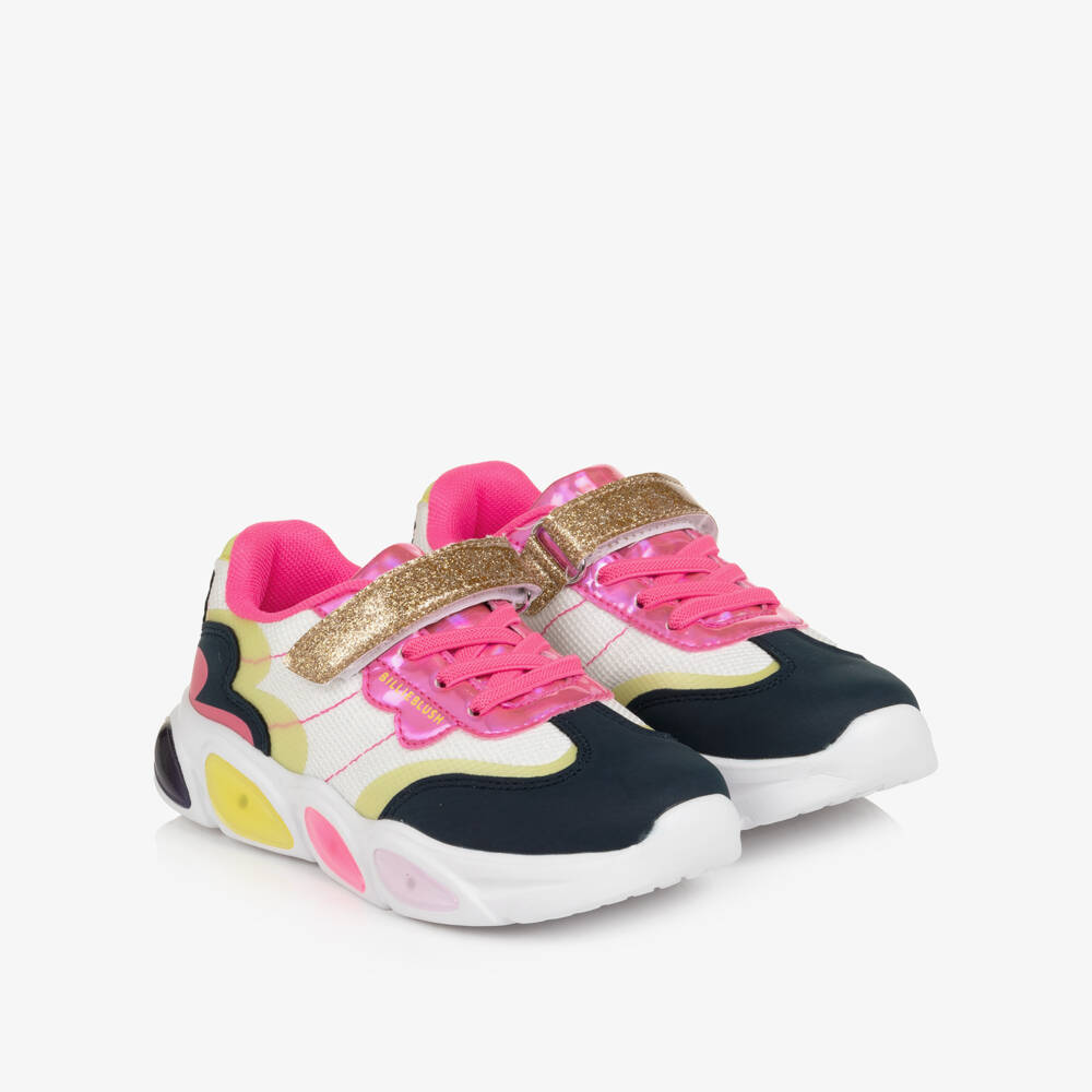 Billieblush-Girls Glittery Mesh Trainers with Light-Up Soles | Childrensalon