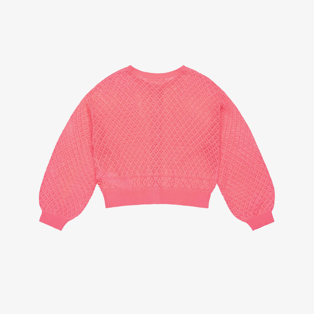 Billieblush-Girls Glittery Pink Knitted Cardigan  | Childrensalon