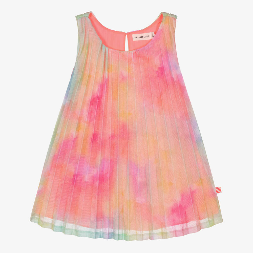 Billieblush-Girls Glittery Pink Multicolour Pleated Dress | Childrensalon