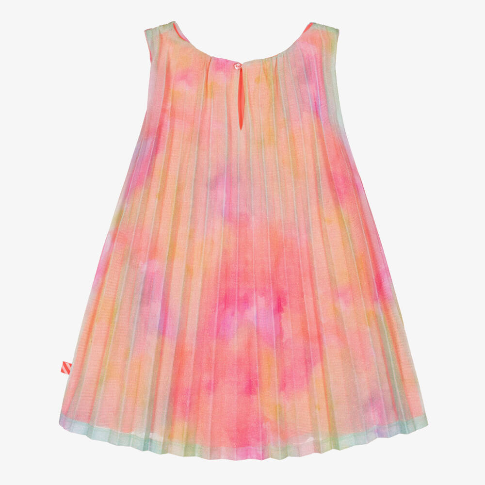 Billieblush-Платье блестящее розовое разноцветное плиссе для девочек | Childrensalon