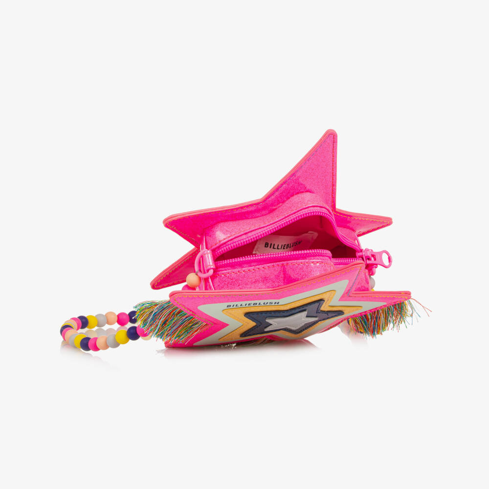 Billieblush-Girls Glittery Pink Star Bag with Fringing (18cm)  | Childrensalon
