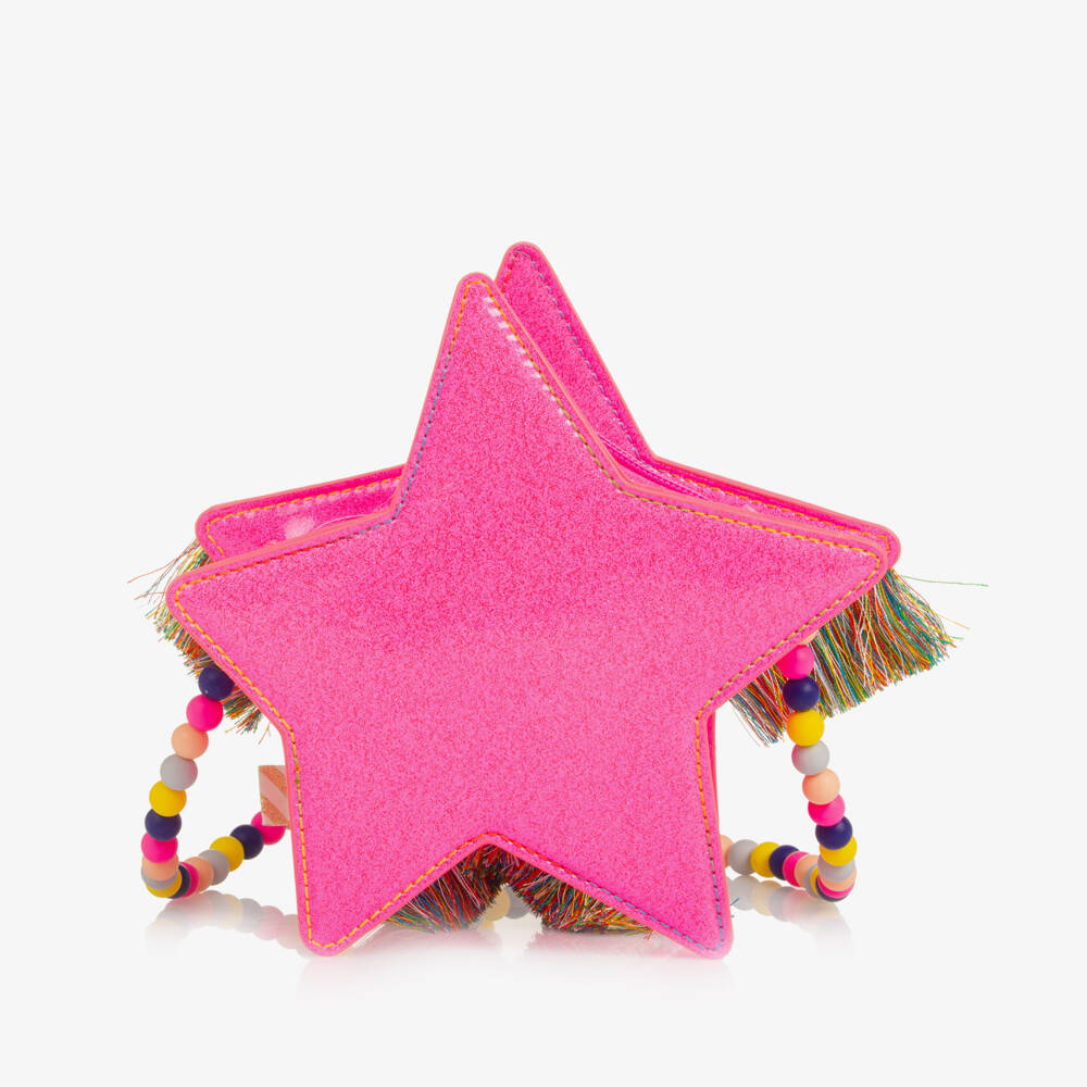 Billieblush-Girls Glittery Pink Star Bag with Fringing (18cm)  | Childrensalon