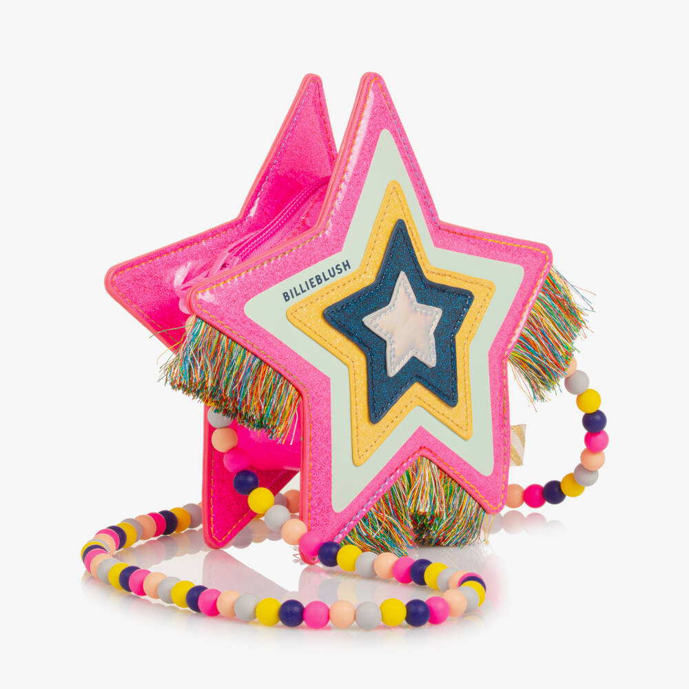 Billieblush-Girls Glittery Pink Star Bag with Fringing (18cm)  | Childrensalon