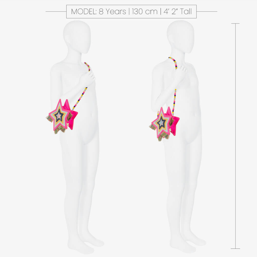 Billieblush-Girls Glittery Pink Star Bag with Fringing (18cm)  | Childrensalon