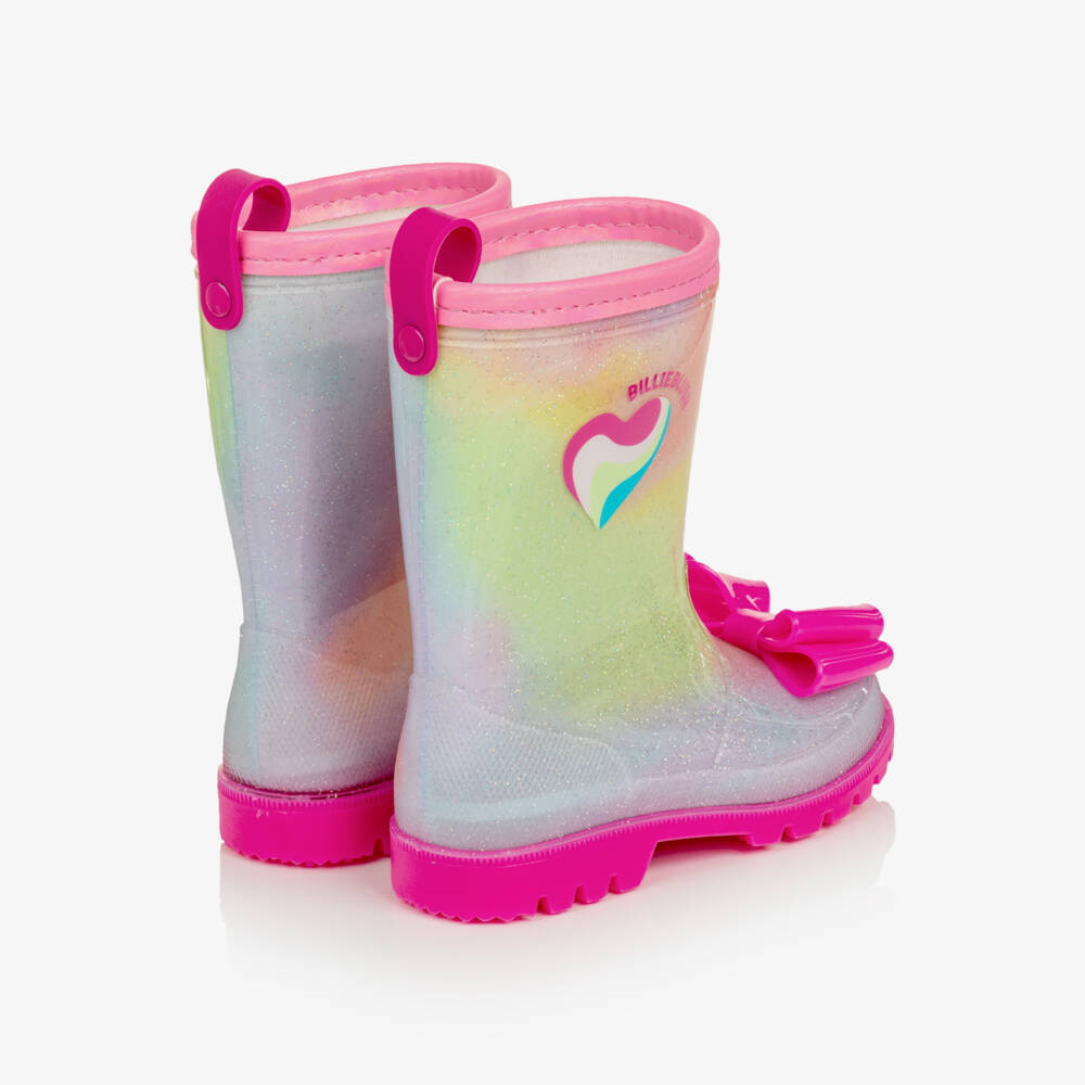 Billieblush-Girls Glittery Rainbow Rain Boots with Bows | Childrensalon
