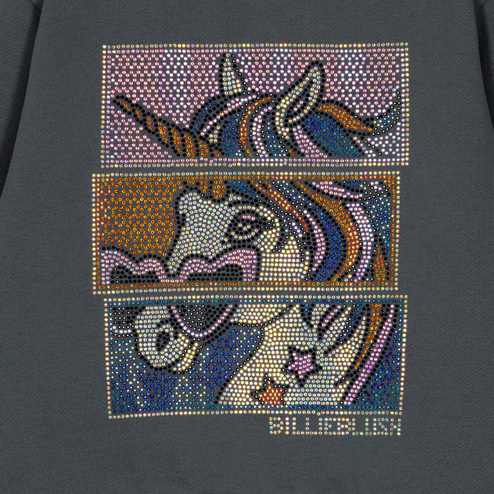 Billieblush-Girls Grey Cotton Sweatshirt with Diamanté Unicorn | Childrensalon