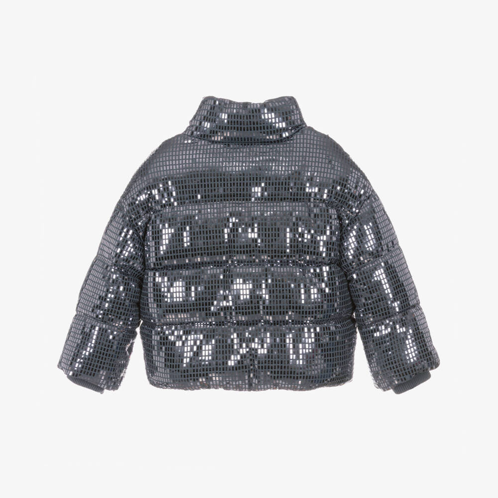 Billieblush-Girls Grey Padded Disco Ball Jacket | Childrensalon