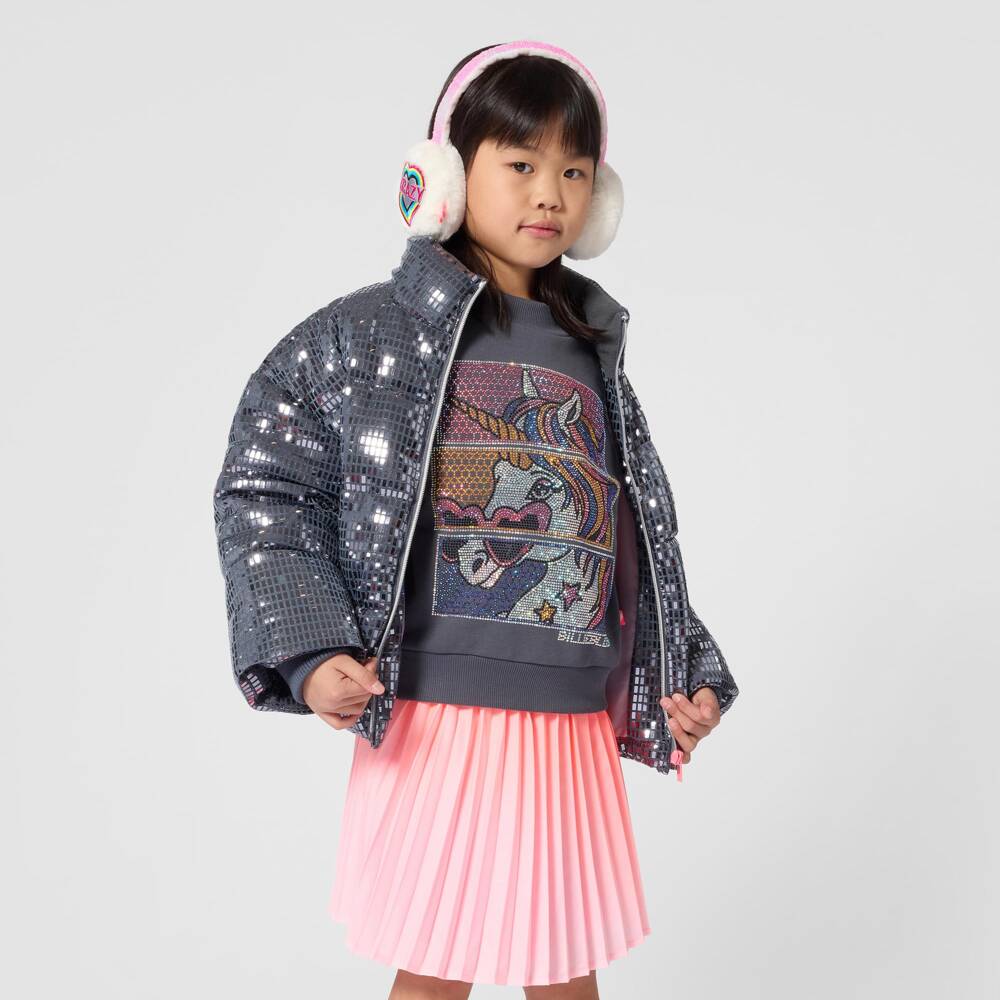 Billieblush-Girls Grey Padded Disco Ball Jacket | Childrensalon