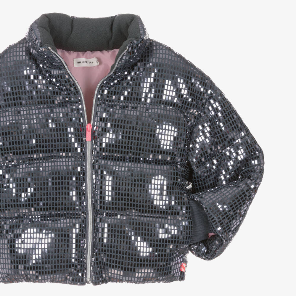Billieblush-Girls Grey Padded Disco Ball Jacket | Childrensalon