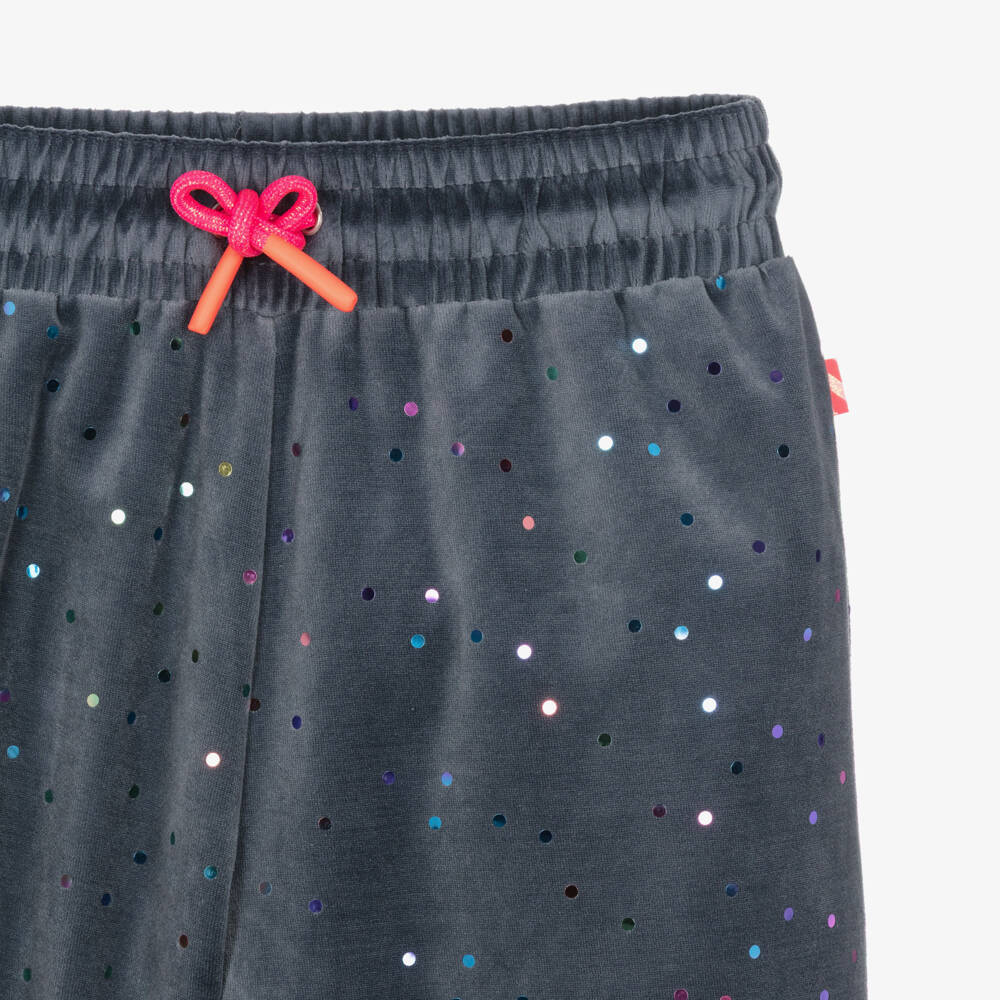 Billieblush-Girls Grey Velour Joggers with Dot Sequins | Childrensalon