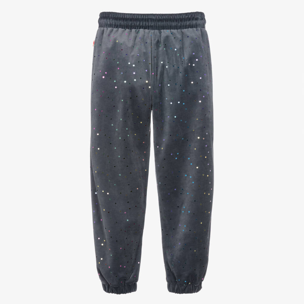 Billieblush-Girls Grey Velour Joggers with Dot Sequins | Childrensalon