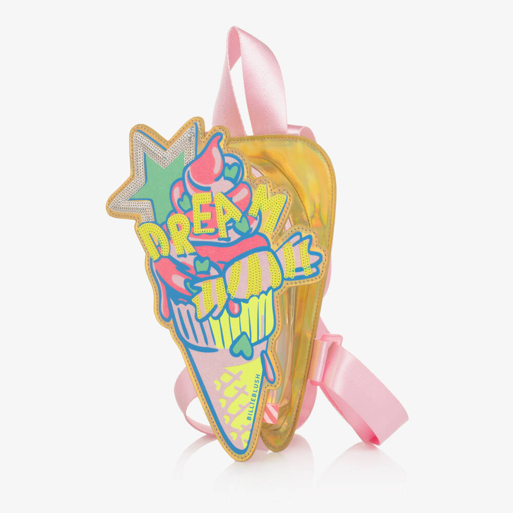 Billieblush-Girls Iridescent Gold Ice Cream Backpack (27cm) | Childrensalon