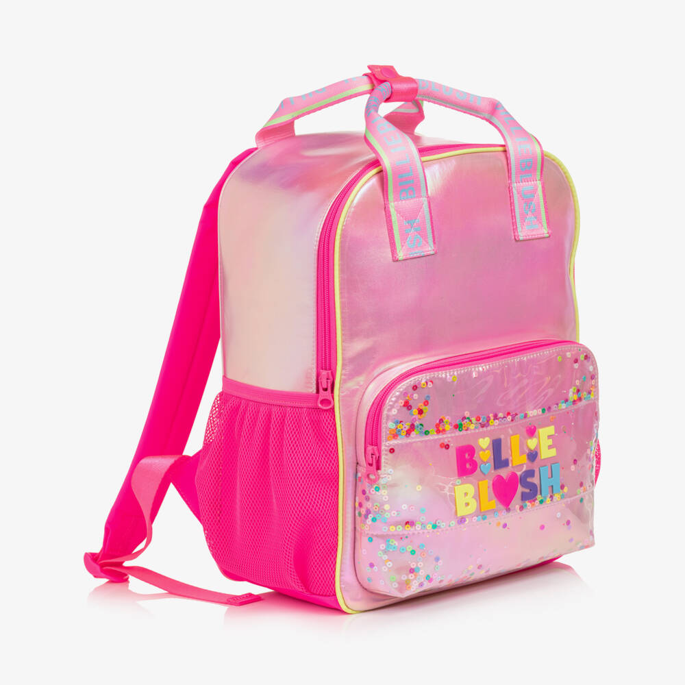Billieblush-Girls Iridescent Pink Backpack with Moving Sequins (35cm) | Childrensalon