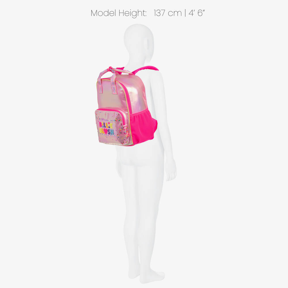 Billieblush-Girls Iridescent Pink Backpack with Moving Sequins (35cm) | Childrensalon