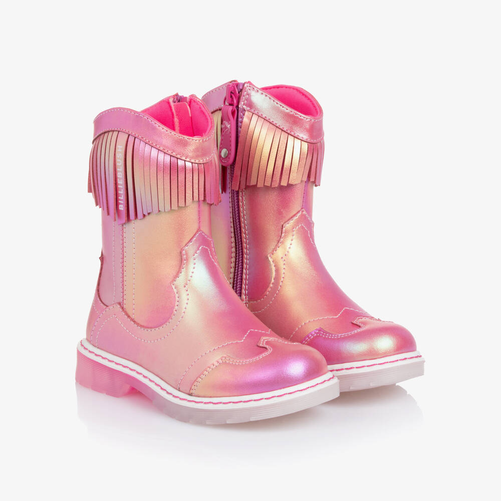 Billieblush-Girls Iridescent Pink Fringe Boots | Childrensalon