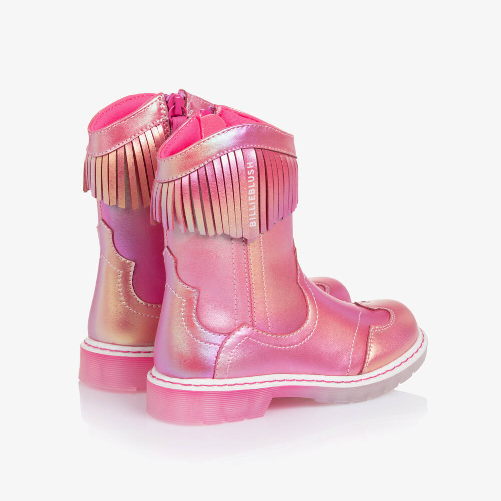 Billieblush-Girls Iridescent Pink Fringe Boots | Childrensalon