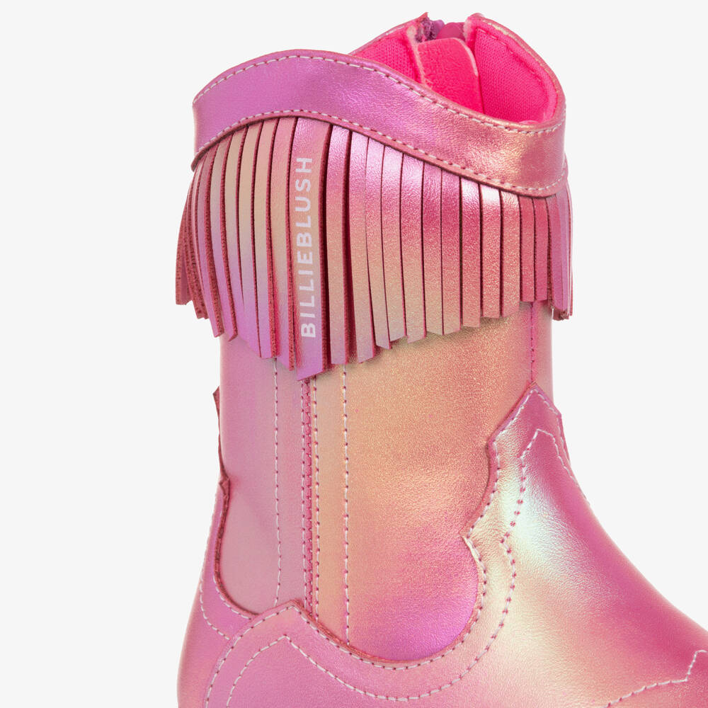 Billieblush-Girls Iridescent Pink Fringe Boots | Childrensalon